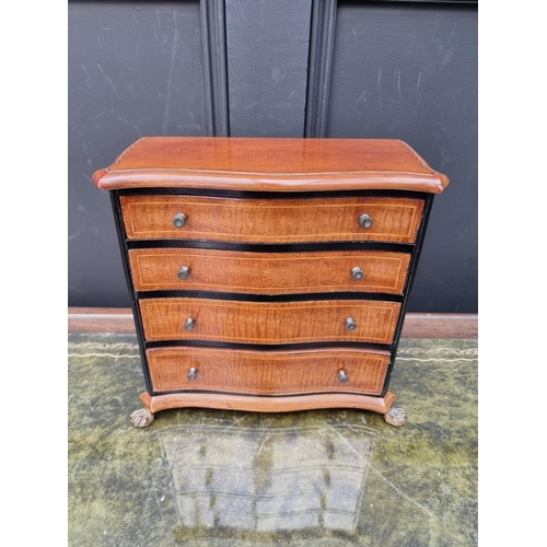 1166 - An early 20th century mahogany, line inlaid and satinwood crossbanded chest of drawers, 20cm high x ... 