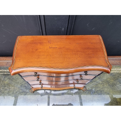 1166 - An early 20th century mahogany, line inlaid and satinwood crossbanded chest of drawers, 20cm high x ... 