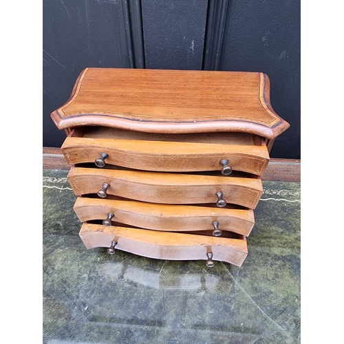 1166 - An early 20th century mahogany, line inlaid and satinwood crossbanded chest of drawers, 20cm high x ... 