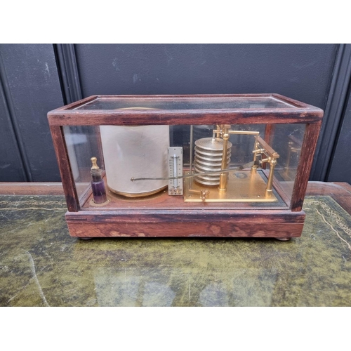 1178 - An oak cased barograph, by Sinclair, London, 29.5cm wide.