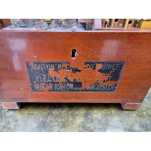 1179 - A vintage mahogany cased electro-shock machine, indistinctly inscribed, 19cm wide.