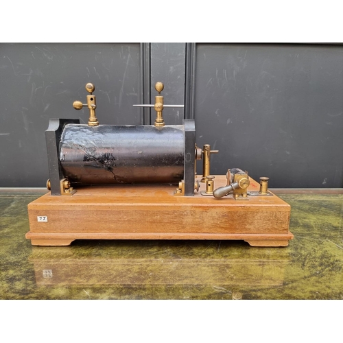 1183 - An old induction coil, 39cm wide; together with an old spit jack mechanism.