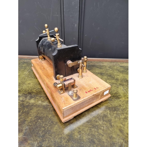 1183 - An old induction coil, 39cm wide; together with an old spit jack mechanism.