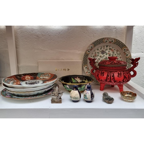 1207 - A mixed group of Chinese and Japanese ceramics and works of art, to include a Satsuma vase, 22cm hig... 