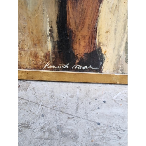 1142 - Kenneth Moore, 'Ritual X', signed, further signed, titled and inscribed 'London '59' verso, oil on b... 