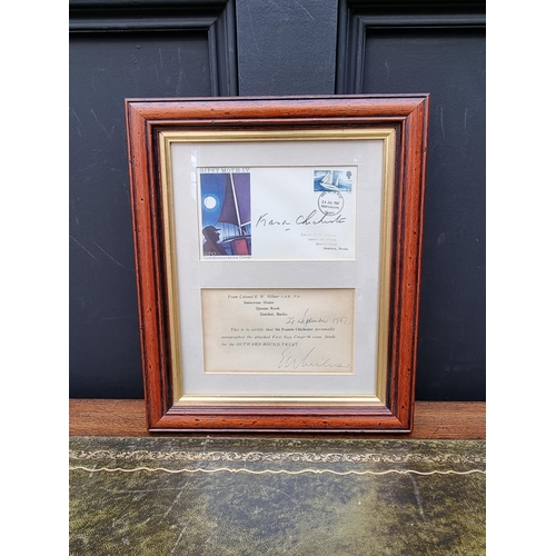 1202 - A Sir Francis Chichester autographed first day cover, framed and glazed. 