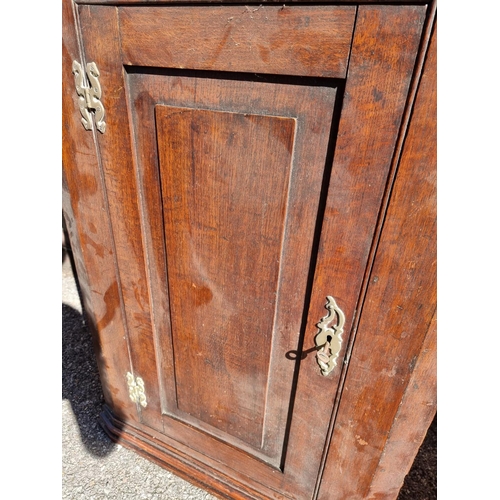 1095 - A George III oak hanging corner cupboard, 89.5 x 84cm; together with a reproduction mahogany and bra... 