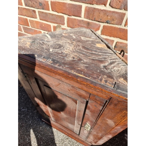 1095 - A George III oak hanging corner cupboard, 89.5 x 84cm; together with a reproduction mahogany and bra... 