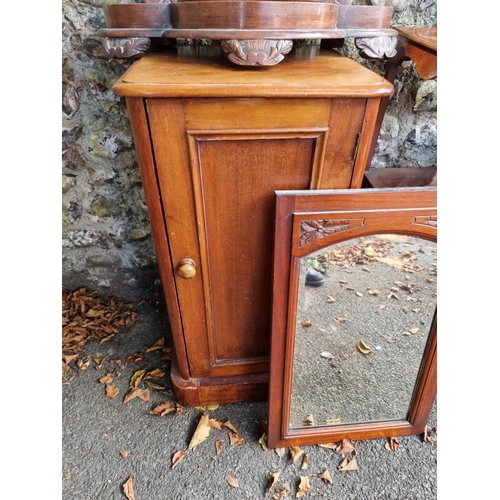 1098 - A sundry lot of furniture, to include a Victorian oak tripod table, 53cm wide; a brass framed fire s... 