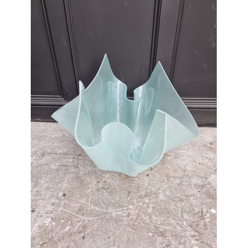 1331 - An oversized glass handkerchief vase, 50.5cm high x 69.5cm wide.  