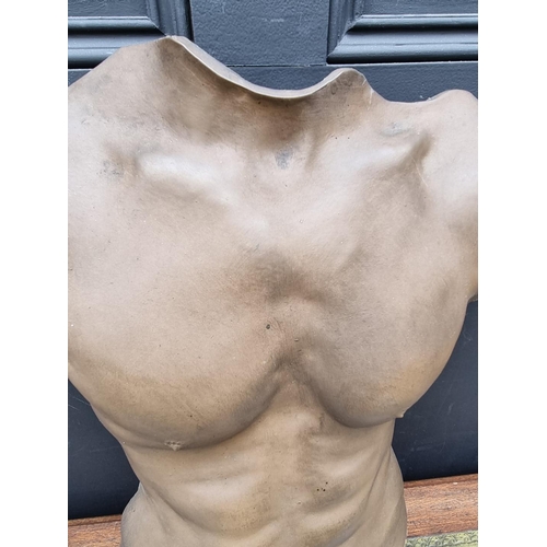 1333 - A bronzed fibreglass male torso, lifesize.