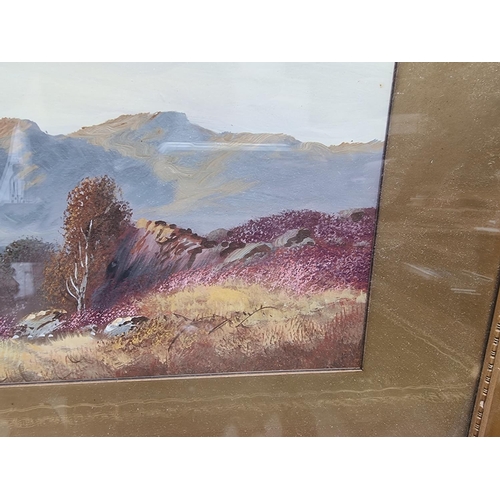 1358 - L A Jameson, a Highland loch, signed, gouache, 18.5 x 54cm.