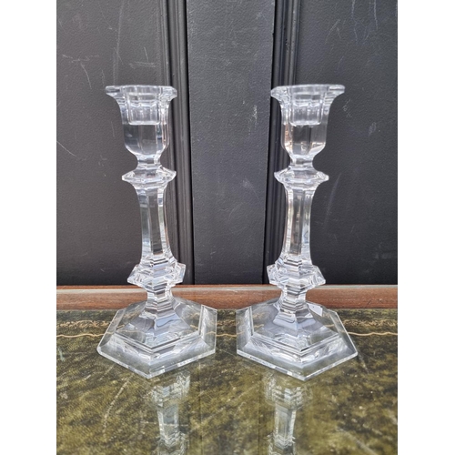 1363 - A pair of Baccarat clear glass candlesticks, 22.5cm high.