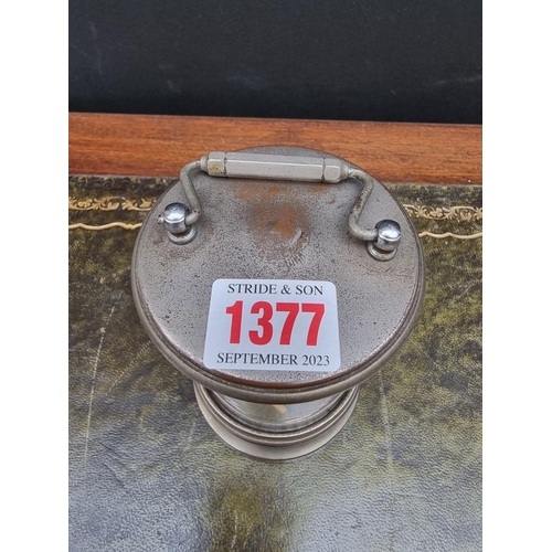 1377 - A Ever Ready Chronos cylindrical ticket clock, 16.5cm high.