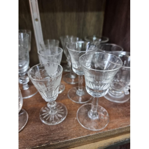 1381 - A collection of thirty Victorian and later drinking glasses. (30)