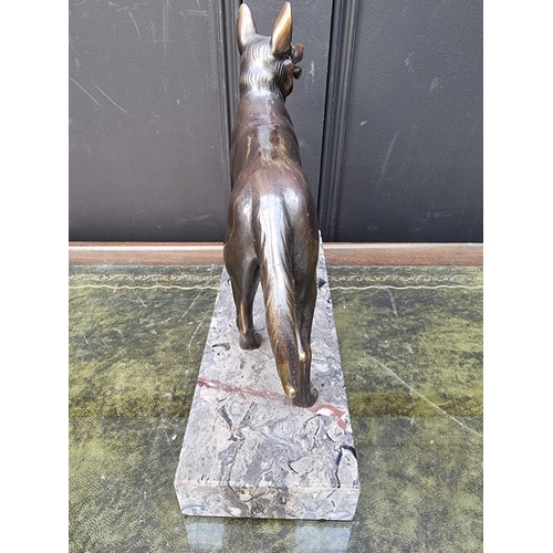 1409 - An Art Deco style bronze Alsatian, on marble base, 27cm high.