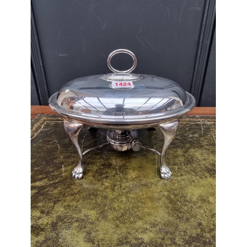 1424 - An electroplated chafing dish, by Walker & Hall, 24.5cm wide.