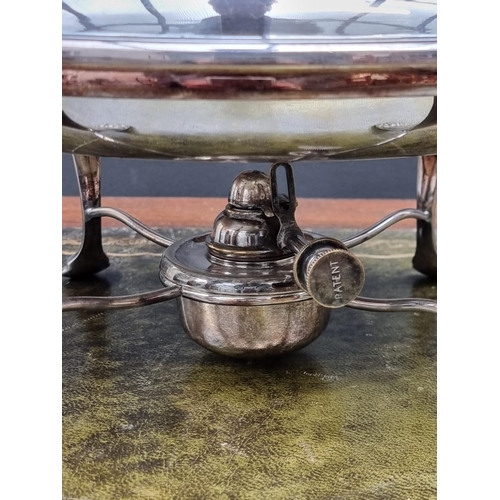 1424 - An electroplated chafing dish, by Walker & Hall, 24.5cm wide.