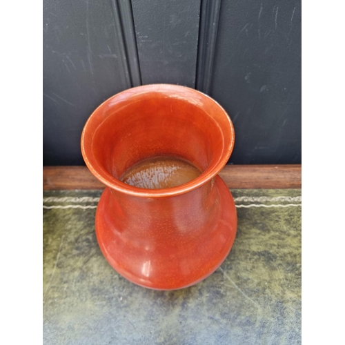 1427 - A Ruskin pottery orange lustre vase, dated 1913, 32.5cm high. 