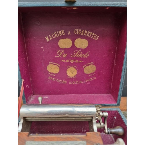 1432 - A vintage French walnut and nickel plated cigarette rolling machine, in fitted box. ... 