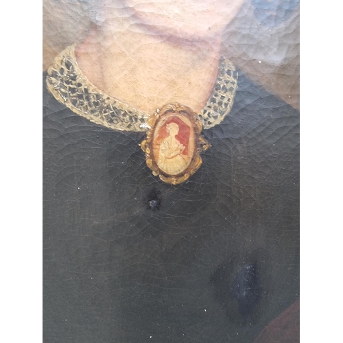 1451 - British School, second quarter 19th century, half length portrait of a lady wearing a cameo brooch, ... 