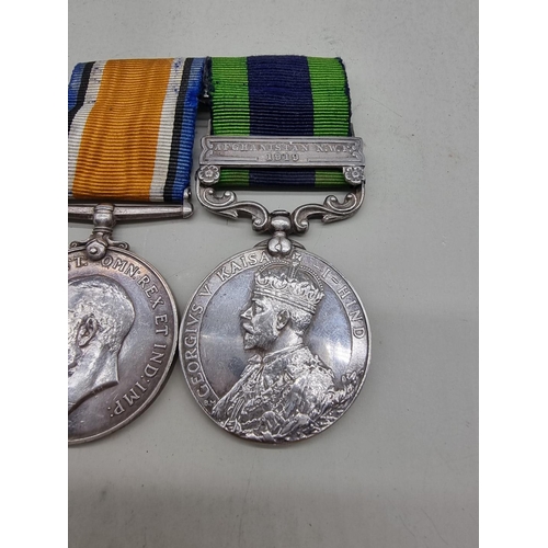 1469 - Medal: a World War I War Medal, (renamed); and George V India Service Medal with Afghanistan N.W.F 1... 