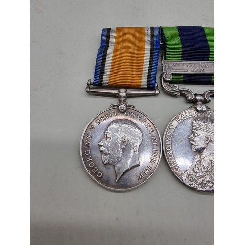 1469 - Medal: a World War I War Medal, (renamed); and George V India Service Medal with Afghanistan N.W.F 1... 