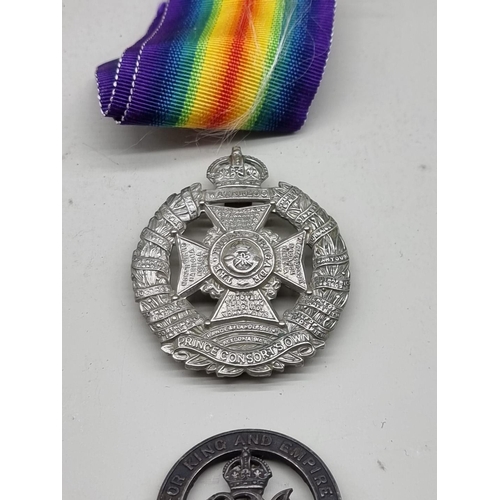 1472 - Medals: a group of three, to 21915 Sjt F Cocking R.A. comprising: World War I War Medal; Victory Med... 