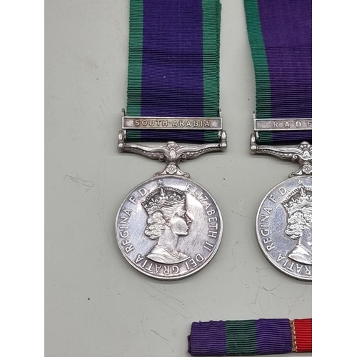 1482 - Medals: a World War I pair, to 63208 Cpl J. R. James, Welsh R.; together with an Elizabeth II Genera... 