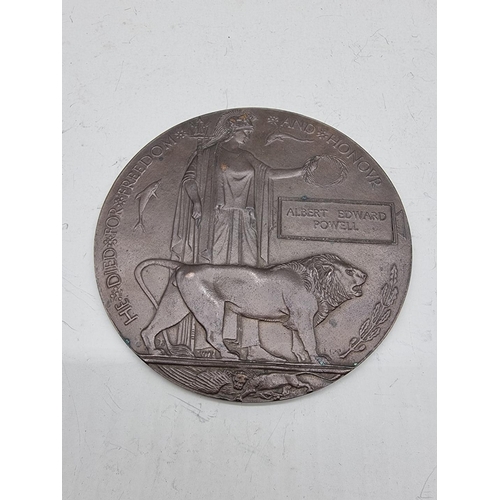 1490 - Medals: a World War I bronze death plaque, to Albert Edward Powell.