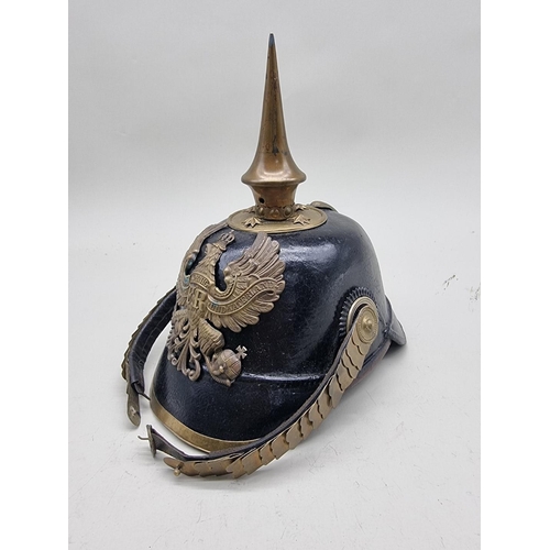 1517 - A Prussian infantry NCO's pickelhaube, with eagle helmet plate and brown leather liner.... 