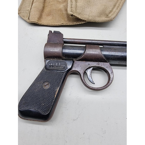 1529 - A Webley Junior .177 cal air pistol, batch No.3156, in World War II era webbing holster.... 