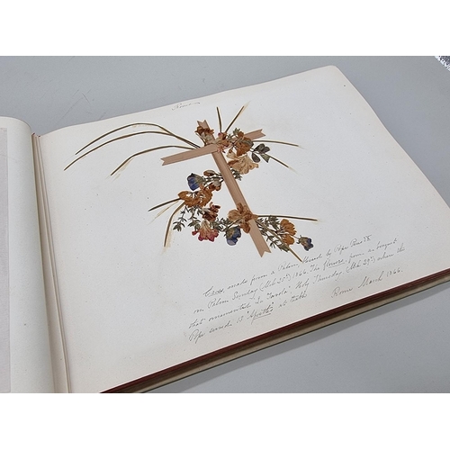 529 - DRIED FLOWER ALBUM: album of dried flower arrangements collected from around Europe 1866. 52pp ... 