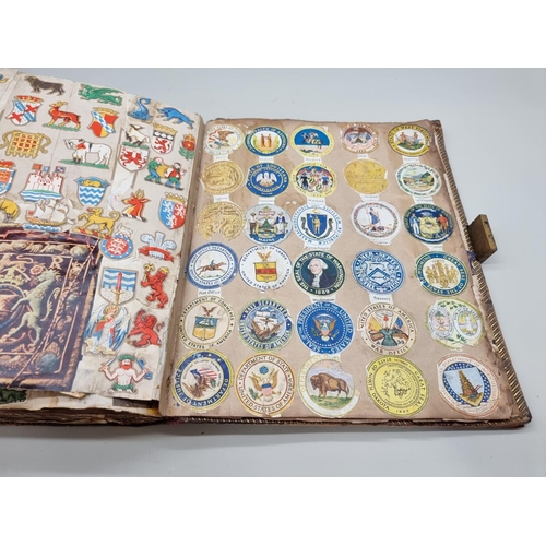 538 - HERALDRY: SCRAP ALBUM: 19thc large 4to scrap album, brown full morocco, upper board gilt letter... 