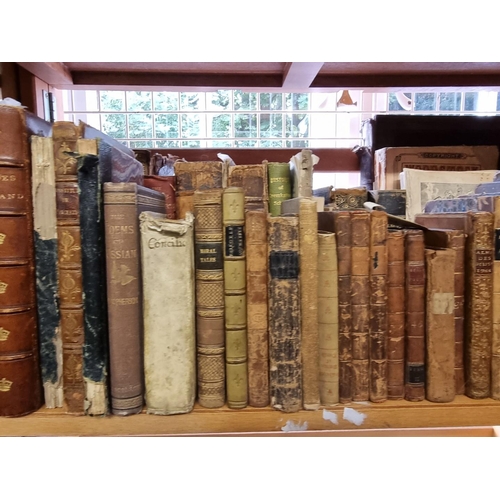 617 - MISCELLANEOUS ANTIQUARIAN: a quantity over 3 shelves, various sizes and condition, to include s... 