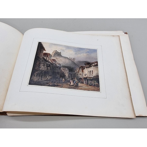 654 - ALBUM: oblong 4to album, 19thc, containing approx 32 finely coloured engravings mounted to albu... 