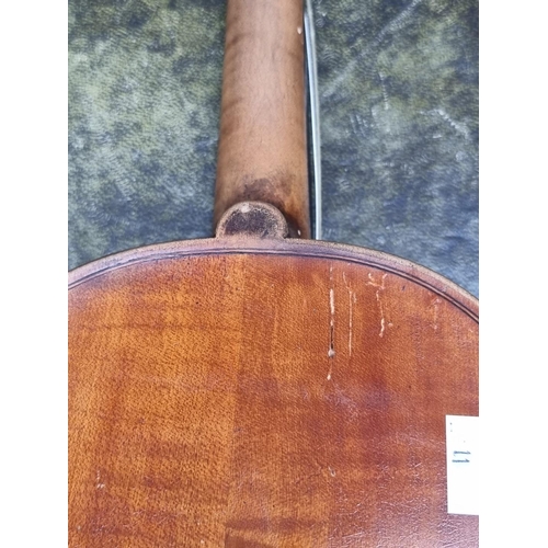 1501 - An antique Continental violin, with 14in two piece back. 