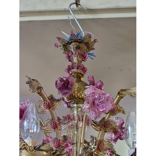 1511 - An impressive Murano coloured glass chandelier, 68cm high.