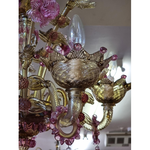 1511 - An impressive Murano coloured glass chandelier, 68cm high.