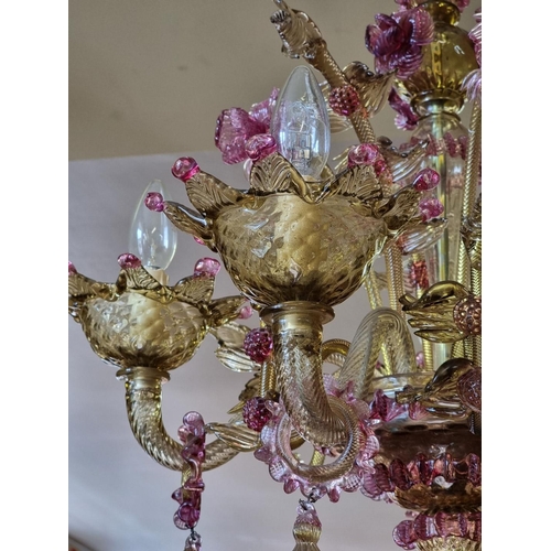 1511 - An impressive Murano coloured glass chandelier, 68cm high.