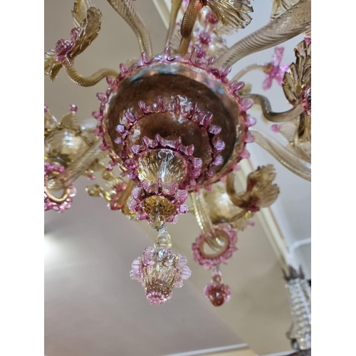 1511 - An impressive Murano coloured glass chandelier, 68cm high.