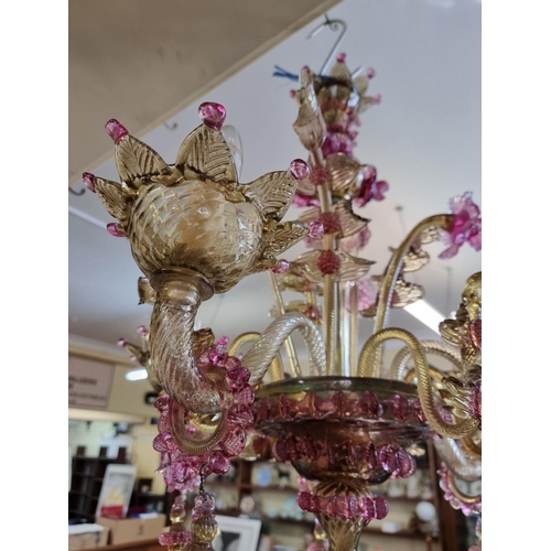 1511 - An impressive Murano coloured glass chandelier, 68cm high.