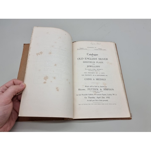 527 - LYSONS FAMILY: AUCTION CATALOGUES: bound volume containing six printed auctions catalogues, 188... 