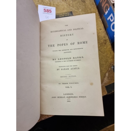 585 - RANKE (Leopold): 'The Ecclesiastical and Political History of the Popes of Rome..', London, Joh... 