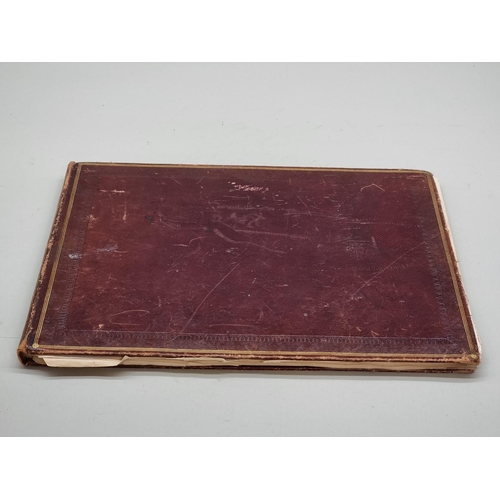 654 - ALBUM: oblong 4to album, 19thc, containing approx 32 finely coloured engravings mounted to albu... 