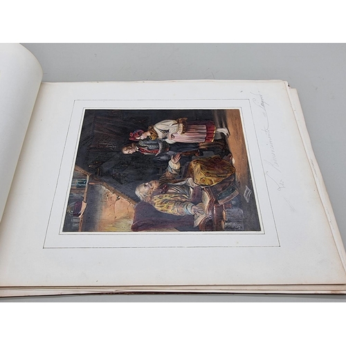 654 - ALBUM: oblong 4to album, 19thc, containing approx 32 finely coloured engravings mounted to albu... 