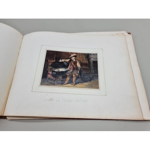 654 - ALBUM: oblong 4to album, 19thc, containing approx 32 finely coloured engravings mounted to albu... 