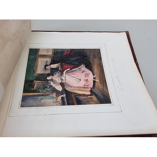 654 - ALBUM: oblong 4to album, 19thc, containing approx 32 finely coloured engravings mounted to albu... 