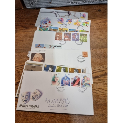 913 - FIRST DAY COVERS: approx 180 First Day Covers, inc. military, politics, transport, etc. (Sm.Box... 