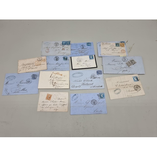 916 - FRANCE: 1817 letter entire, Le Havre to Paris, red Paris cachet: with 12 other French entire letters... 